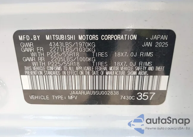 JA4ARUAU9SU002838: 44485220