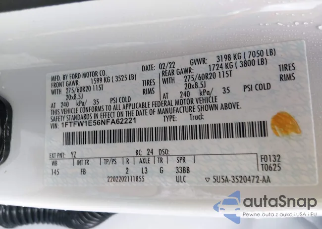 1FTFW1E56NFA62221: 44485233