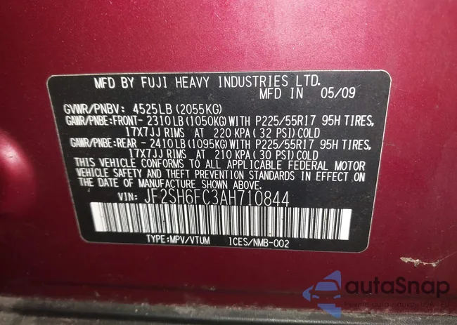 JF2SH6FC3AH710844: 44485235