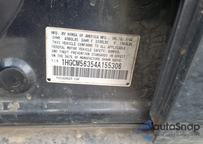 1HGCM56354A155306: 44484531