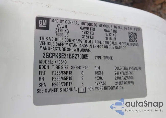 3GCPKSE31BG270005: 44485790