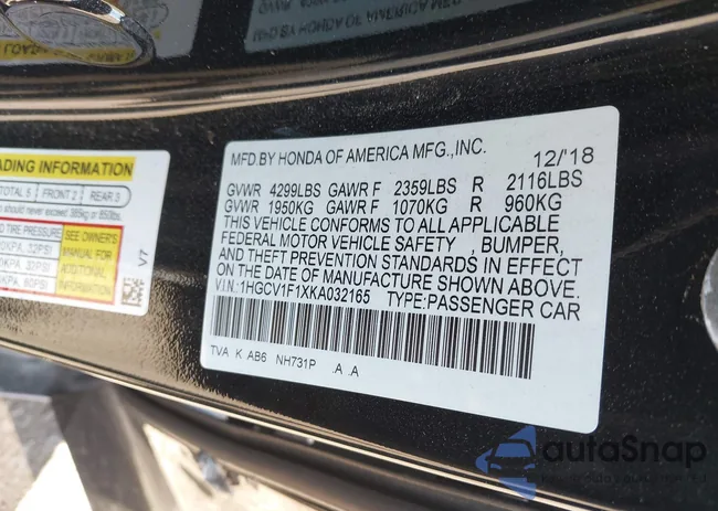 1HGCV1F1XKA032165: 44486225