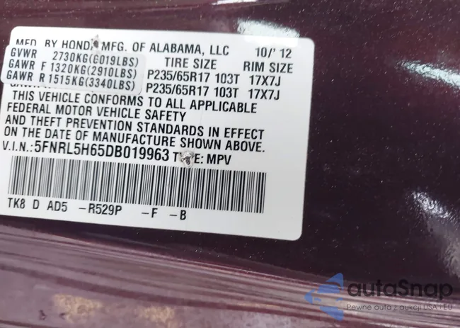 5FNRL5H65DB019963: 44486264