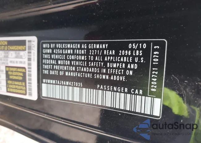 WVWMM7AJ9AW427035: 44485489