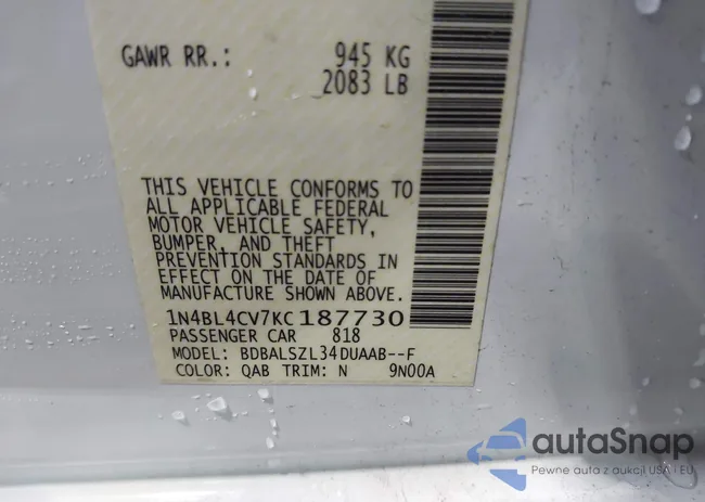 1N4BL4CV7KC187730: 44485583