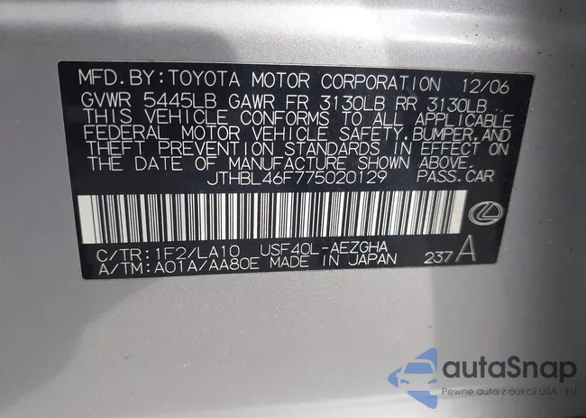 JTHBL46F775020129: 44485618