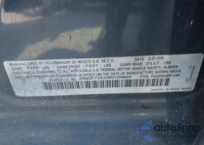 3VWSF71K26M739809: 44486784