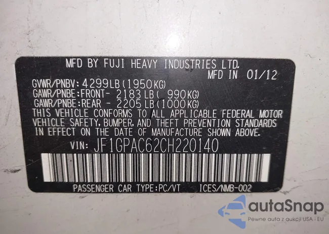 JF1GPAC62CH220140: 44486791
