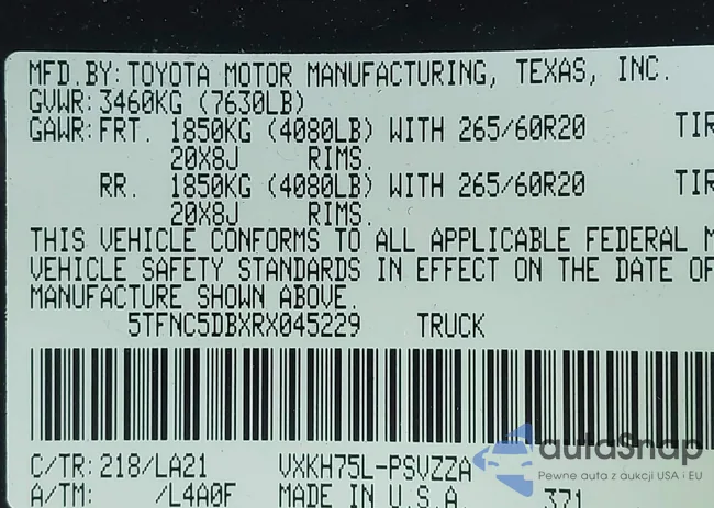 5TFNC5DBXRX045229: 44487000