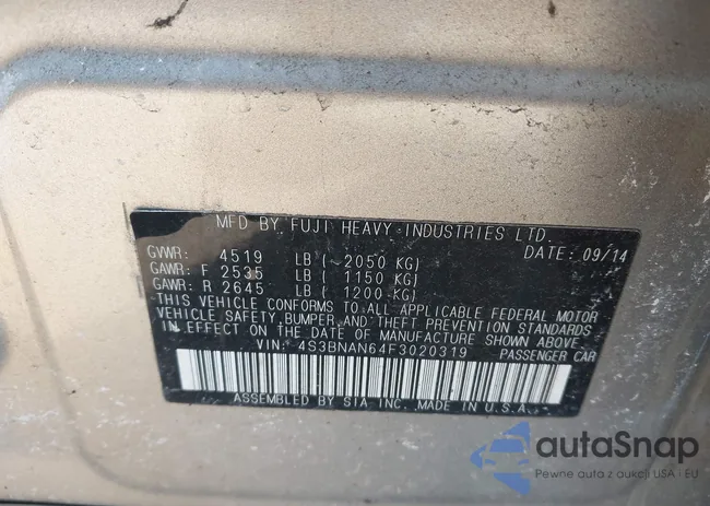 4S3BNAN64F3020319: 44487098