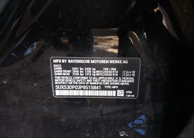 5UX53DP03P9S15841: 44487202