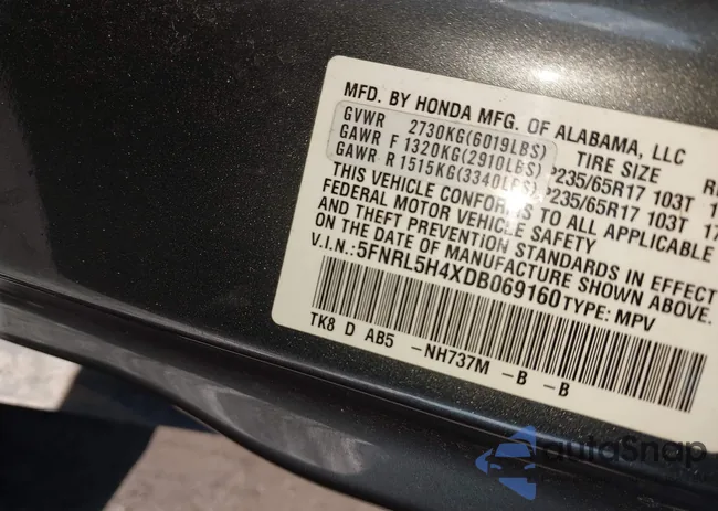 5FNRL5H4XDB069160: 44486359