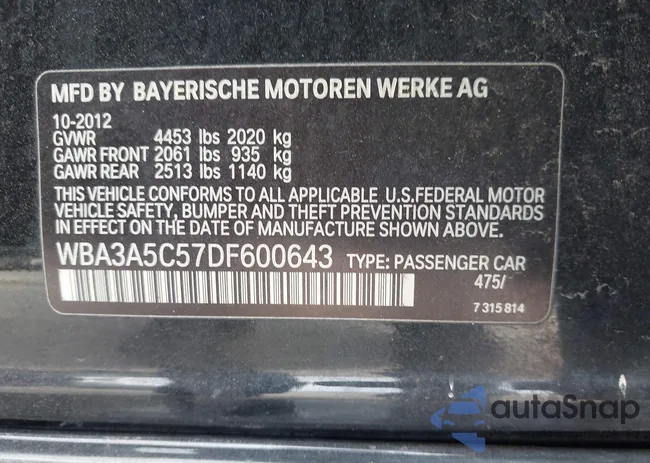 WBA3A5C57DF600643: 44487763