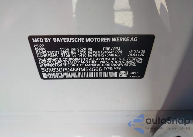 5UX83DP04N9M54566: 44487879