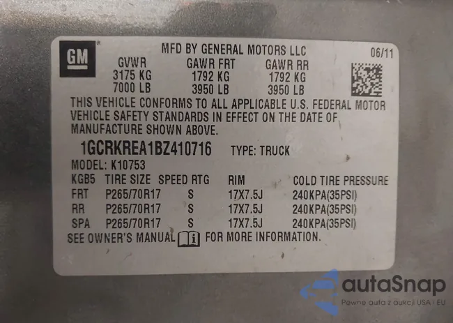 1GCRKREA1BZ410716: 44487980