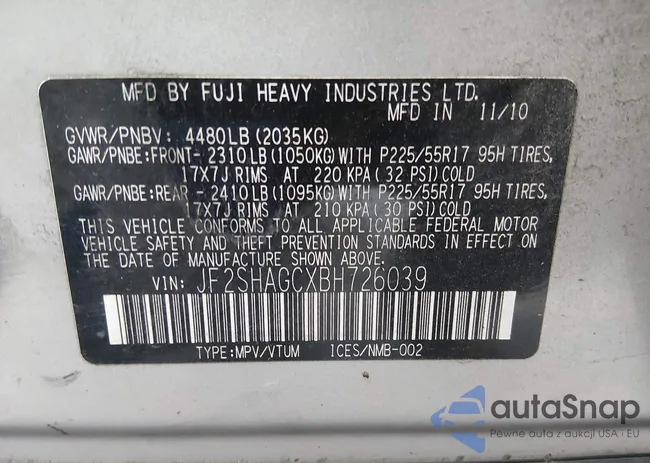 JF2SHAGCXBH726039: 44488188