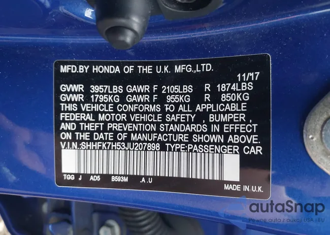 SHHFK7H53JU207898: 44488193