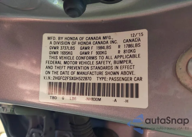 2HGFC2F5XGH522870: 44488200