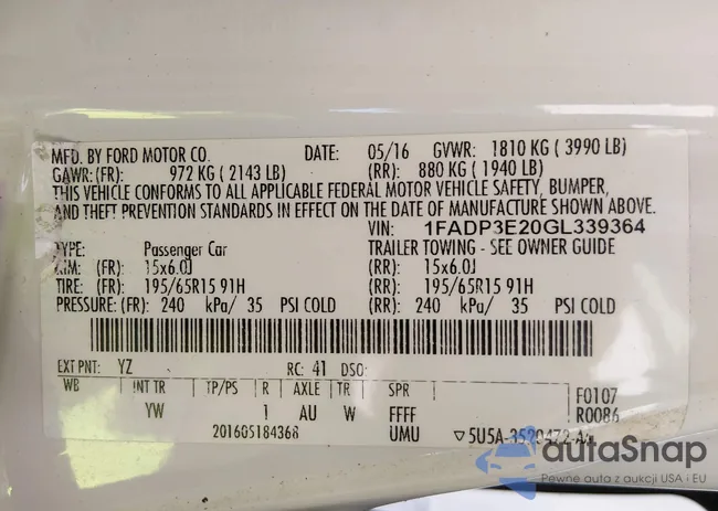 1FADP3E20GL339364: 44488231