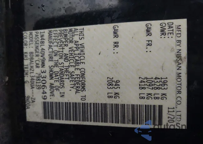 1N4BL4DV9MN330649: 44488712