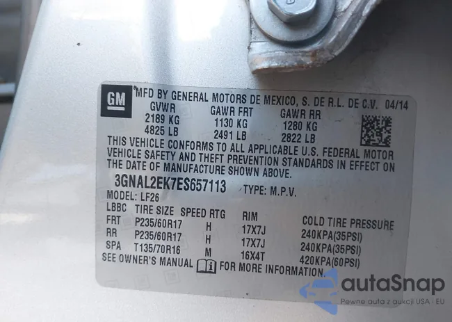 3GNAL2EK7ES657113: 44488811