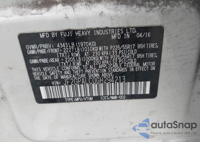 JF2GPALC0GH294213: 44488849