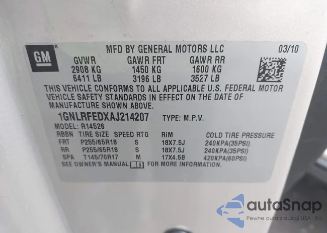 1GNLRFEDXAJ214207: 44489079