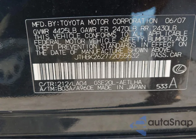 JTHBK262772055632: 44489108