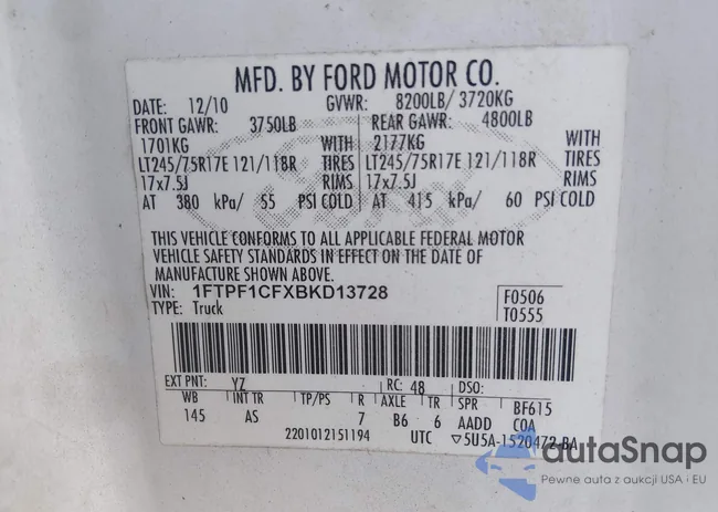 1FTPF1CFXBKD13728: 44489260