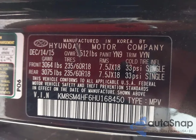 KM8SM4HF6HU168450: 44488300