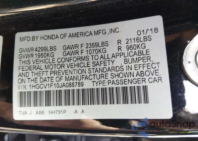 1HGCV1F10JA088789: 44488463