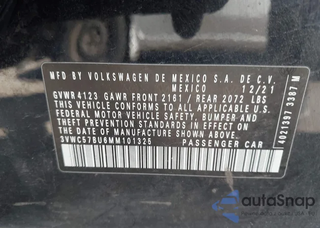 3VWC57BU6MM101325: 44489891