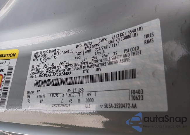 1FMDE5AH8PLB24493: 44490034