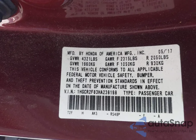 1HGCR2F83HA238198: 44490137