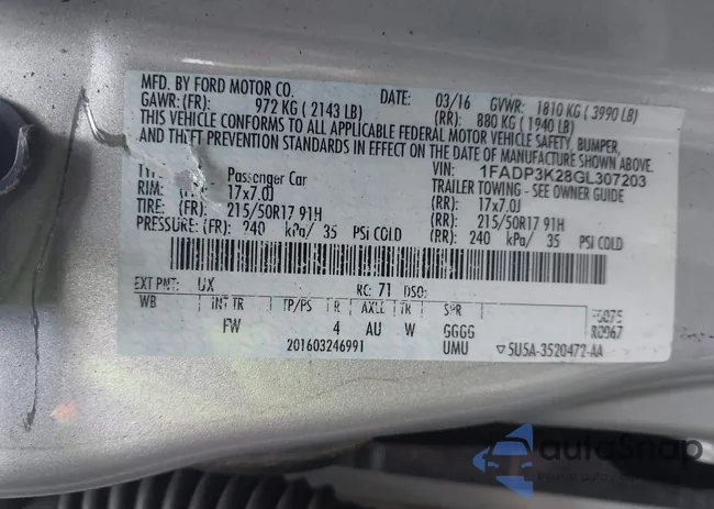 1FADP3K28GL307203: 44490180