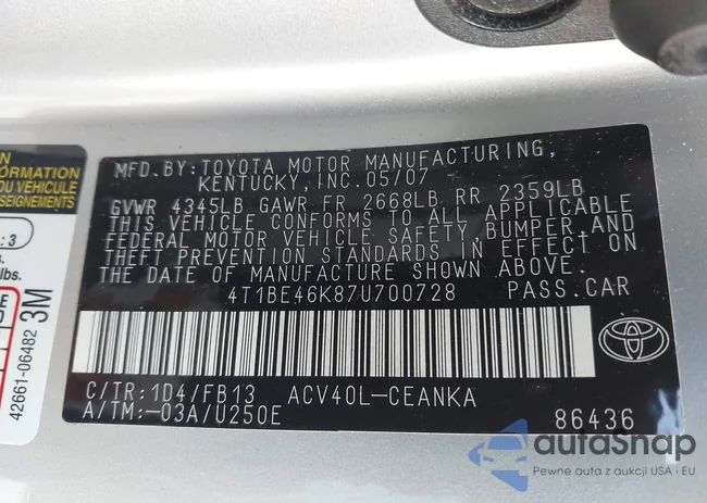 4T1BE46K87U700728: 44489409