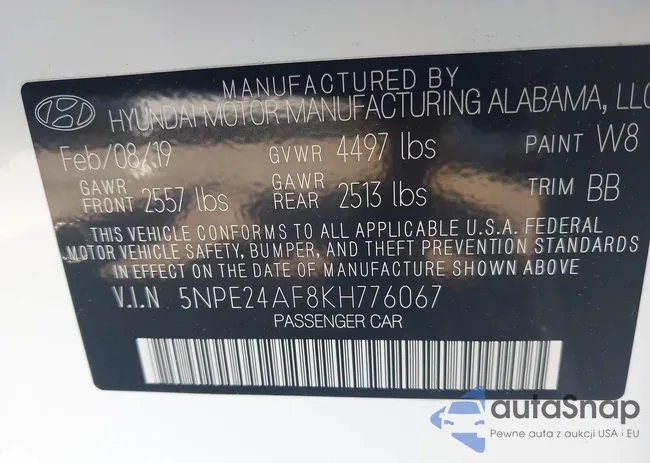 5NPE24AF8KH776067: 44490886