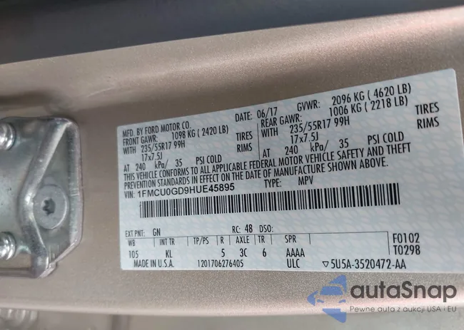 1FMCU0GD9HUE45895: 44490904