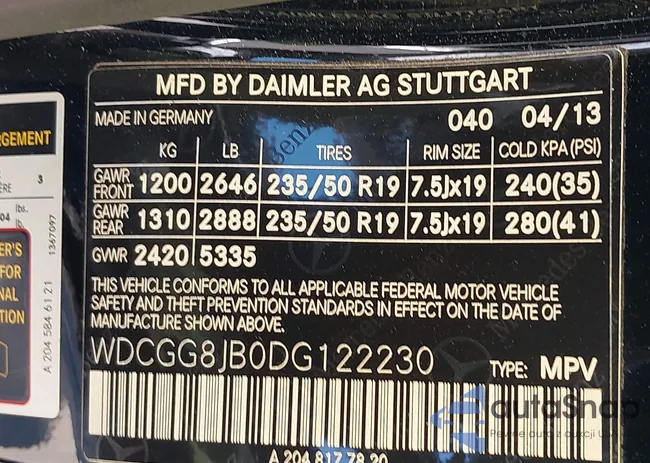 WDCGG8JB0DG122230: 44491025