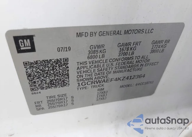 1GCRWAEF4KZ412364: 44491142