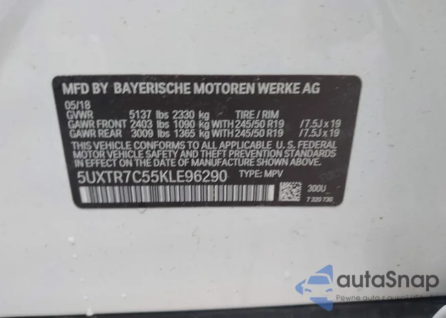 5UXTR7C55KLE96290: 44491257