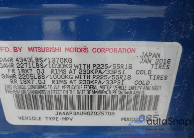 JA4AP3AU9GZ025708: 44490351