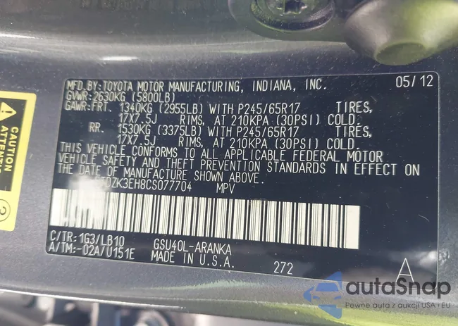 5TDZK3EH8CS077704: 44490423