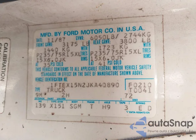 1FTEX15N2JKA40890: 44490450