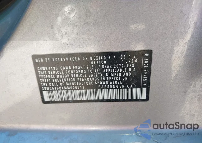 3VWC57BUXMM006511: 44490480