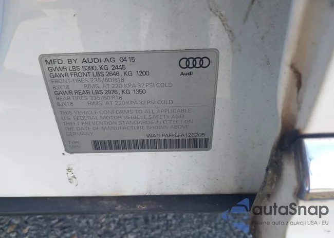 WA1LFAFP5FA128205: 44490500