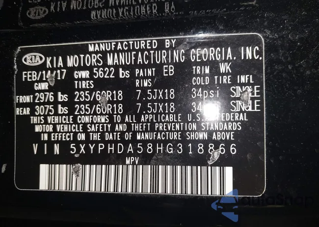 5XYPHDA58HG318866: 44490581