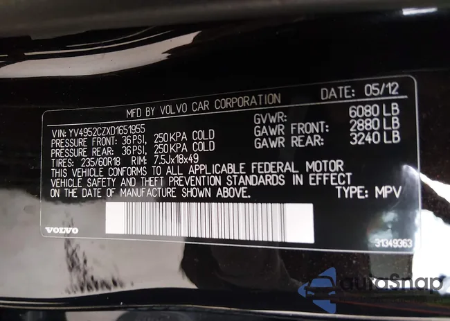 YV4952CZXD1651955: 44490598