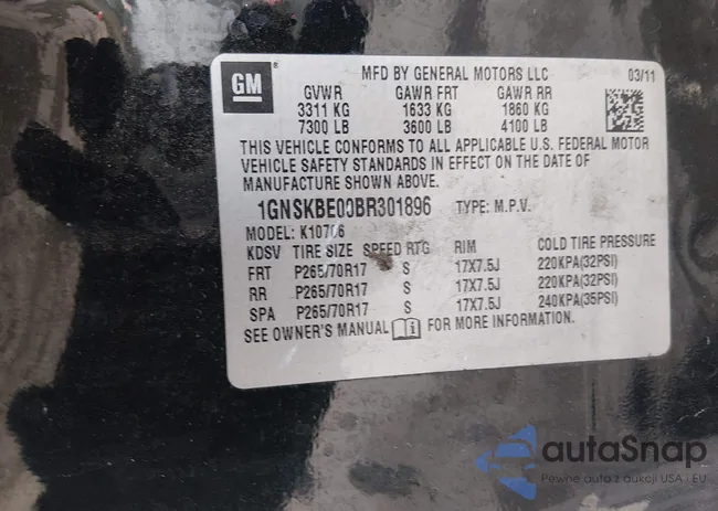 1GNSKBE00BR301896: 44490658