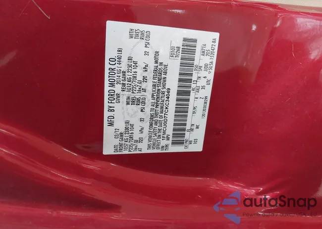 1FMCU0D77CKC34049: 44491677